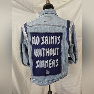 Cult Of Individuality Denim Distressed Jacket with Graphic Patch